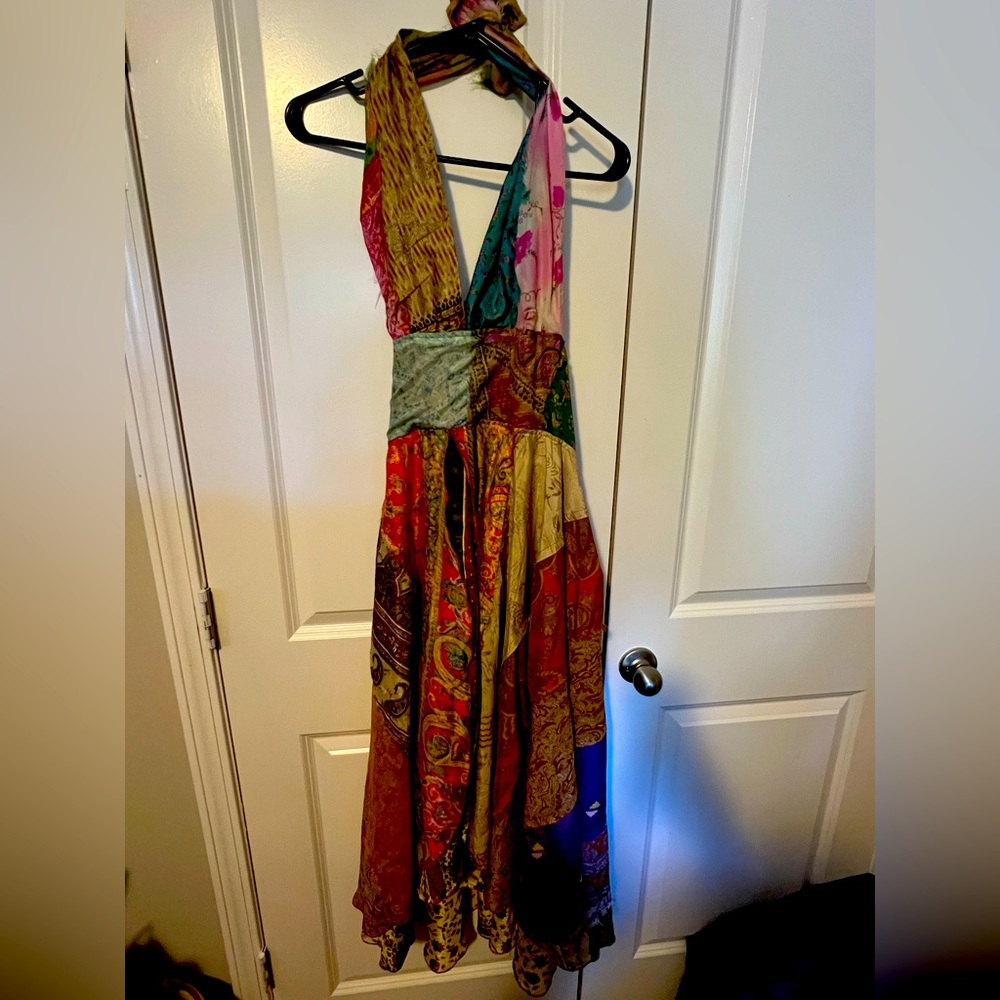 NWT Halter Boho Silk Dress